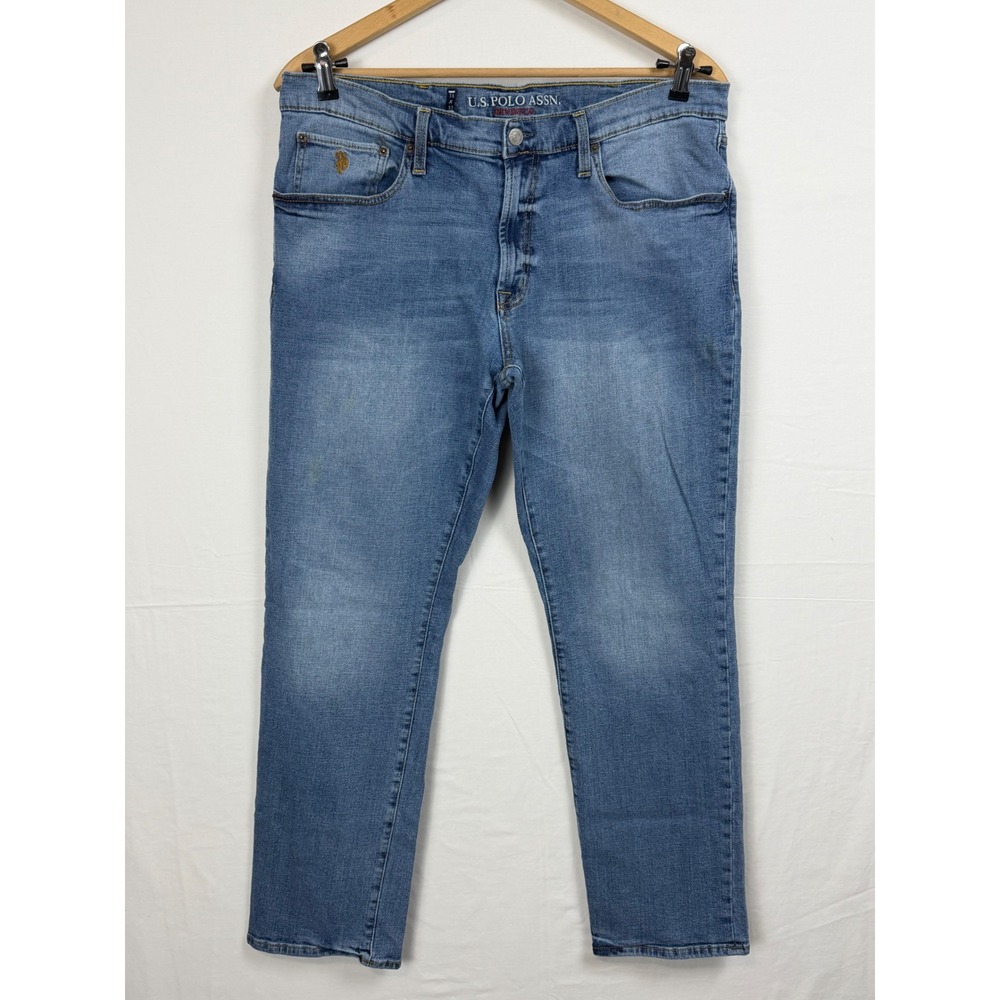 U.S. Polo Assn. Men Cotton Denim Jeans 38x32 Blue Activate Stretch Straight